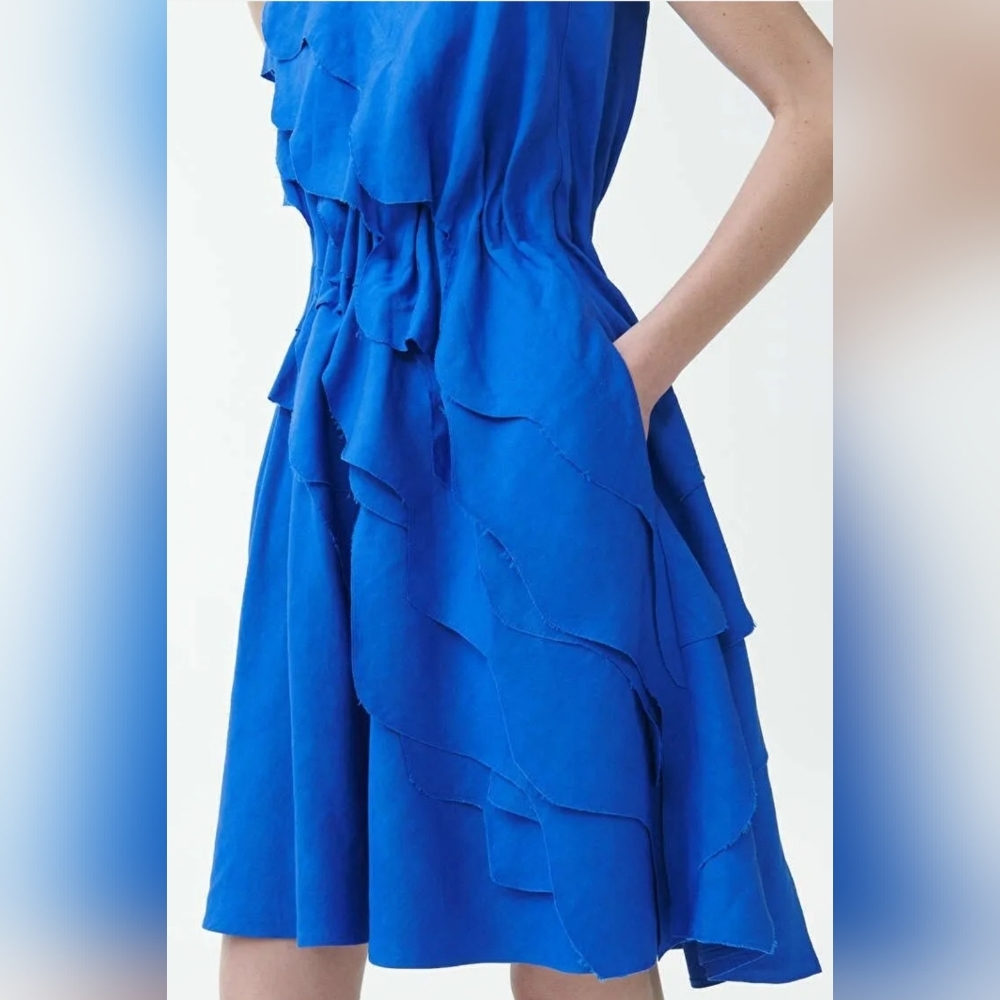 NWT COS LINEN RUFFLE DRESS - Picture 11 of 11